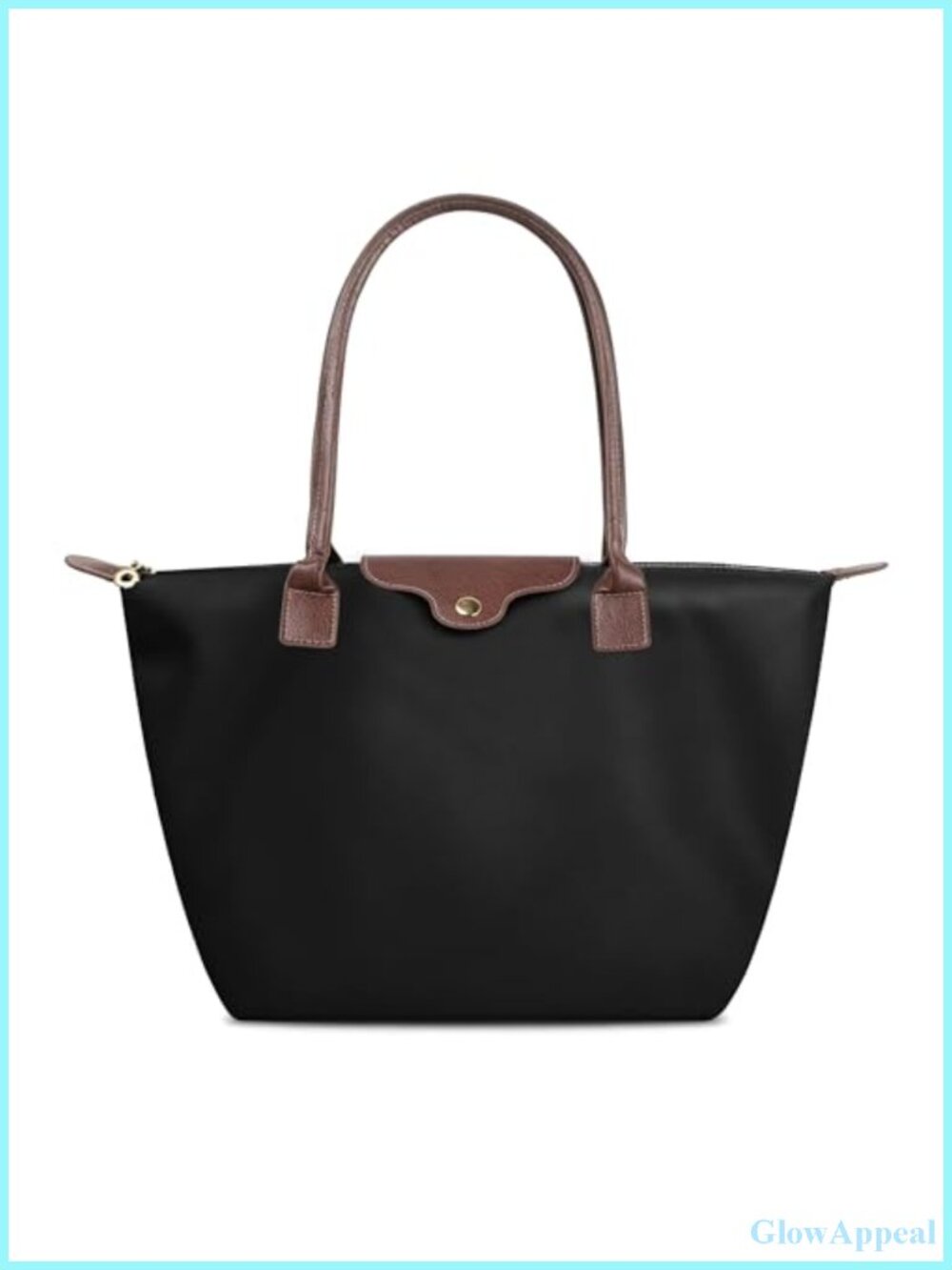 Foldable Nylon Tote Bag with Zipper, 15-inch Laptop Work Handbag